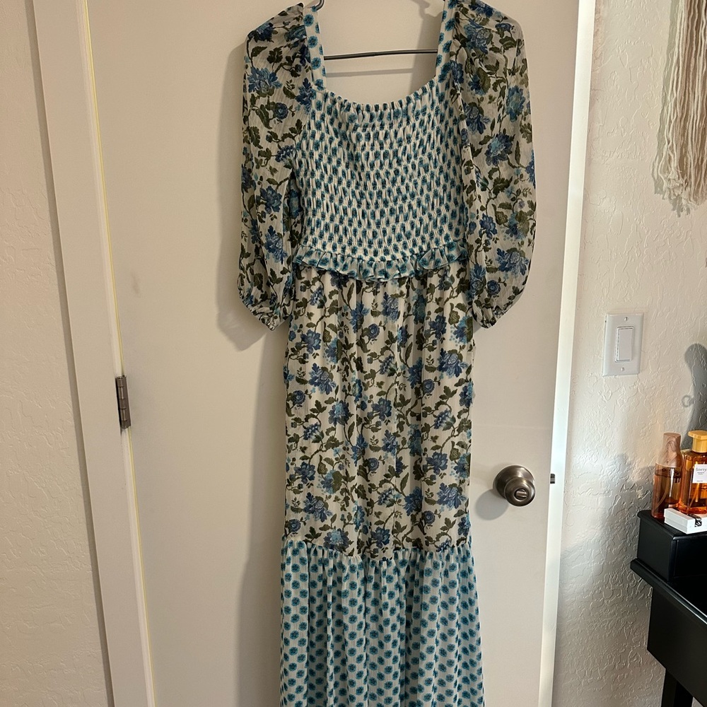 Floral Blue and Green Women's Dress